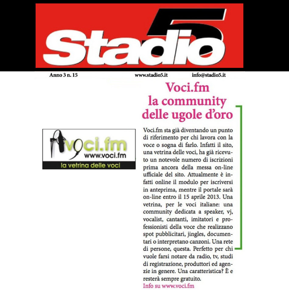 Articolo su STADIO5 03-2013